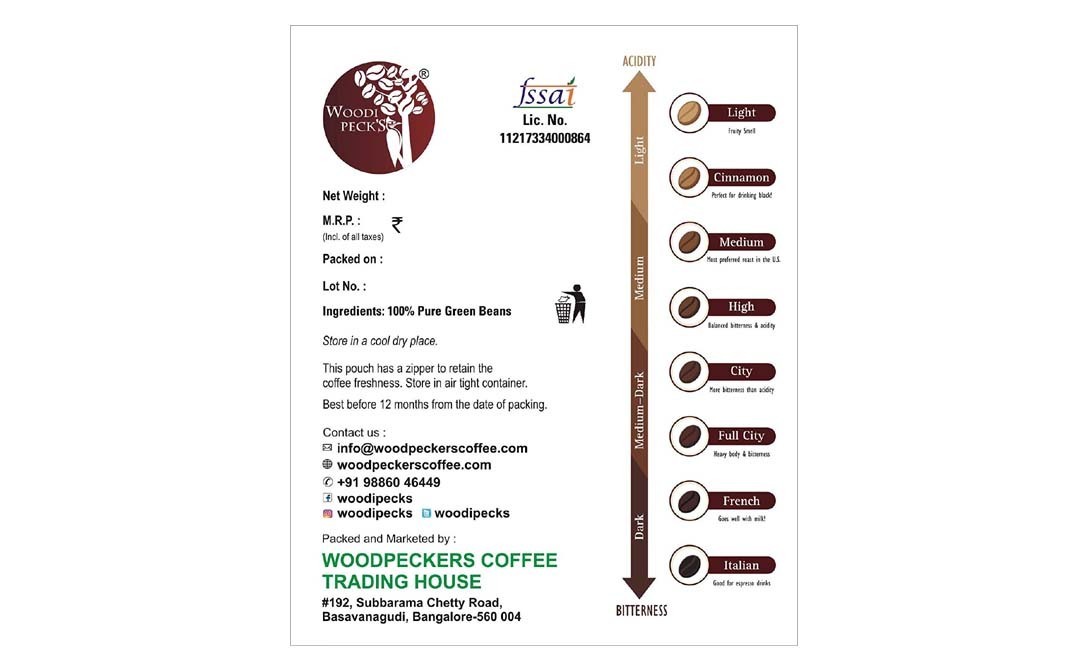 Woodi Peck's Green Coffee Beans, Nilgiris   Box  200 grams